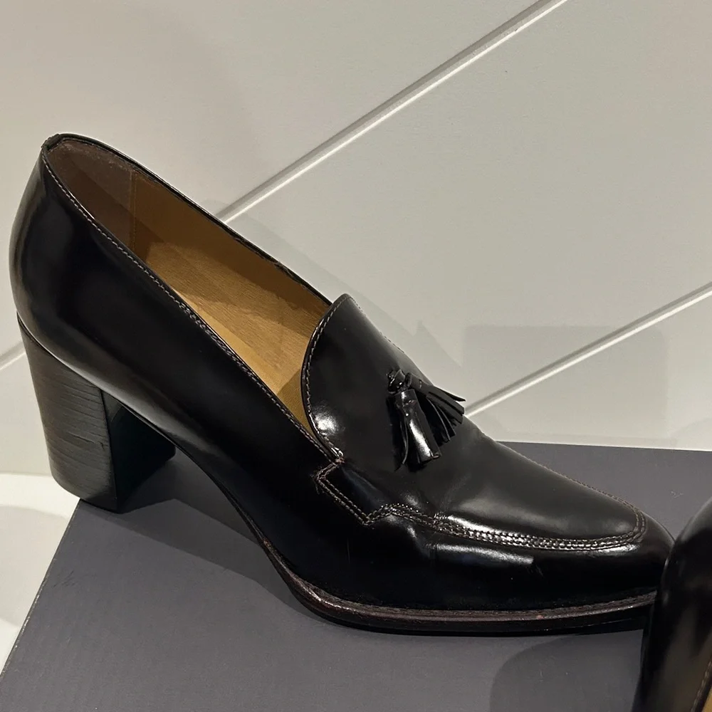 Franco Sarto Black Heeled Loafers - Picture 1 of 6